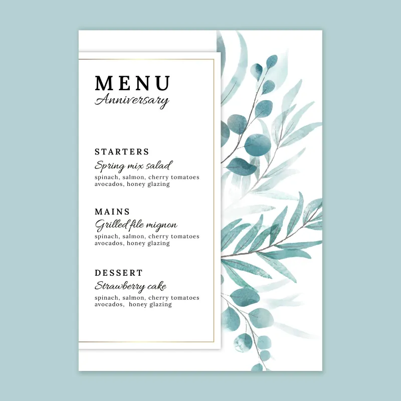 karta menu do druku